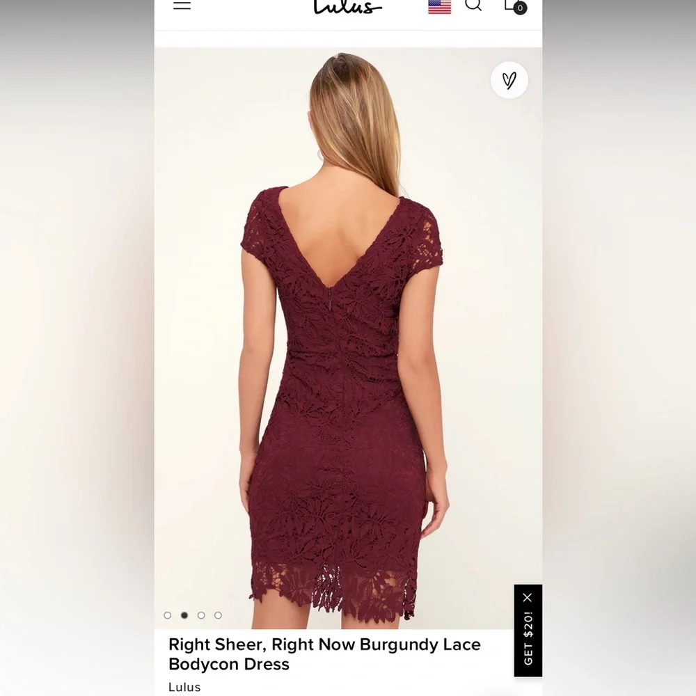 Lulus small burgundy dress right sheer right now wine red - Picture 2 of 7